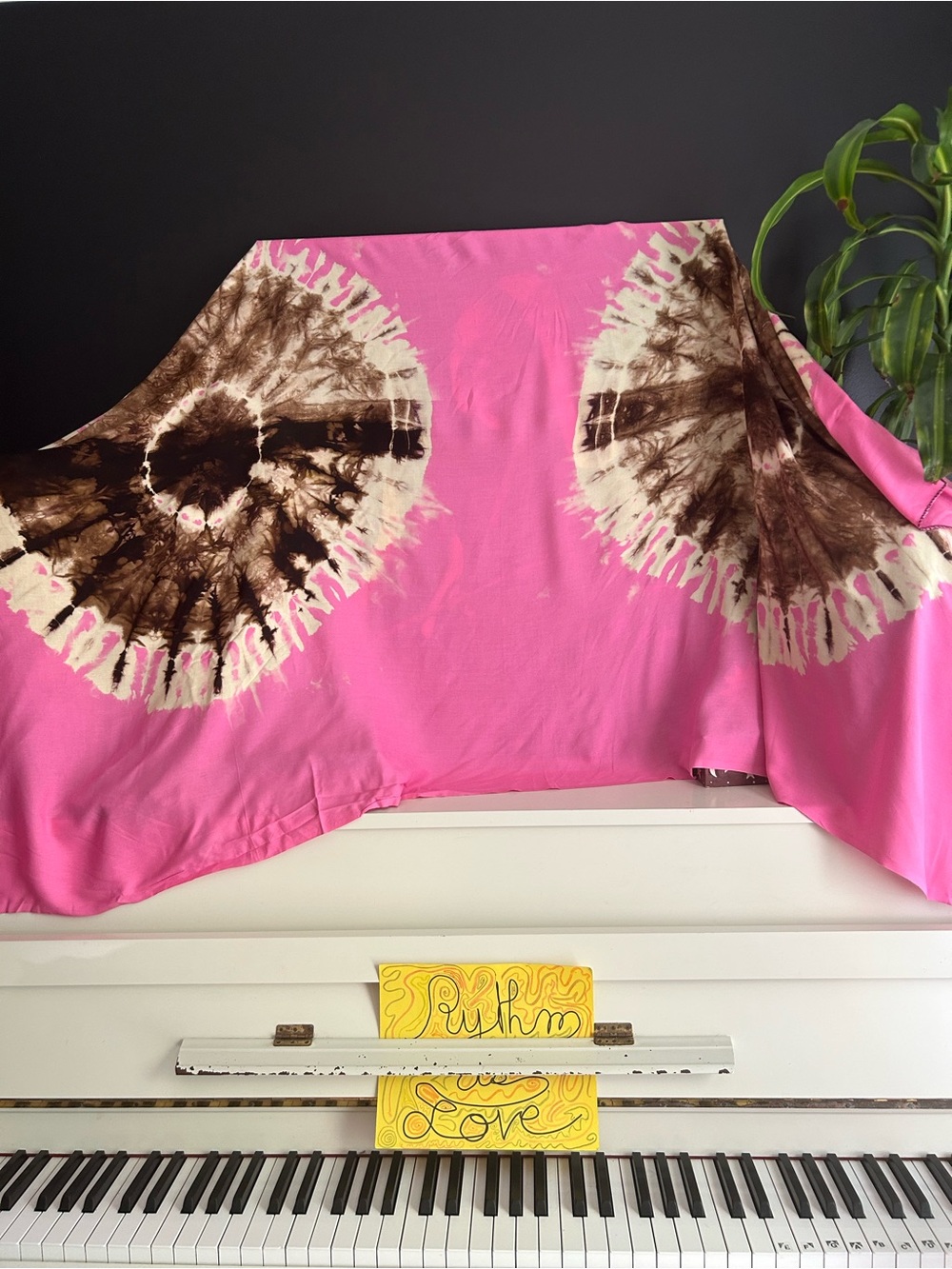 Pink Brown Tie Dye Oversized Wrap Scarf Shawl Boho Festival One Size